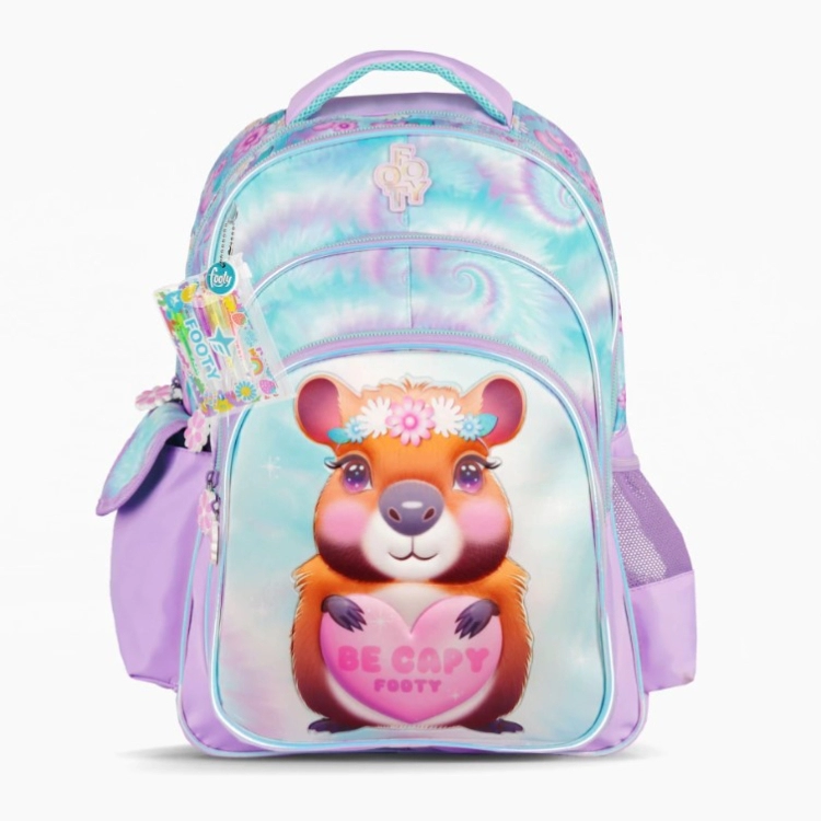 Mochila Escolar Footy 2026 Capibara Lila 18" Art.F26363